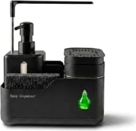 Dispenser Sapone Cucina, Dispenser Sapone Piatti 5 In 1 Con Click Con Porta Spugna, Porta Panno, Porta Spazzola E Dispenser Sapone Mani | Set Lavello