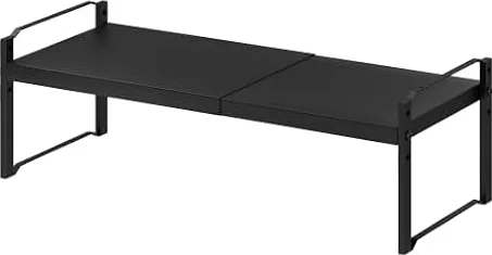 VITVITI Scaffale Portaspezie Espandibile e Impilabile, Organizzatore da Cucina per Armadi e Piano di Lavoro, Adatto anche per Bagno e Ufficio, 36‑63×27×22cm, Nero, Set di 2