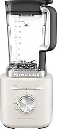 KitchenAid 5KSB2073EPL Pure Power Batidora de Vaso, Motor Potente con Jarra de 2L sin BPA, 10 Velocidades, Programas para Hielo y Smoothies, Cuchilla Asimétrica Inox, Porcelain White