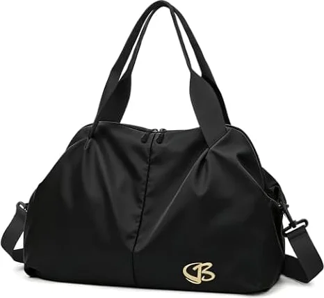 Vllcsla Sports Bag with Wet Pocket for Women - Convenient Carry On Soft Weekend Bag Tear Resistant & Waterproof Travel Bag Crossbody Bag Duffel Bags for Ladies (Nero)