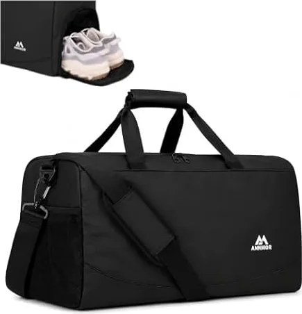57L Borsa Palestra con Scomparto per Scarpe e Tasca Impermeabile | Borsa sport idrorepellente per uomo e donna, borsa da viaggio per palestra, nuoto, viaggio, weekend e brevi soggiorni