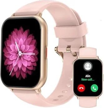 RUIMEN Smartwatch Donna Chiamate Bluetooth Musica Orologio Sportive Contapassi da Polso Cardiofrequenzimetro Saturazione Ossigeno Fitness Tracker Ciclo Mestruale Controllo Sonno per Android iOS Rosa