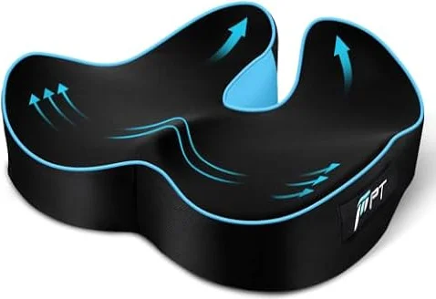 POOTACK Cuscino Sedia Ufficio, Memory Foam Cuscino Sedile | Supporto Stabile con base Antiscivolo, Migliora il Comfort e il Sostegno di Sedie da Ufficio, auto e Scrivania