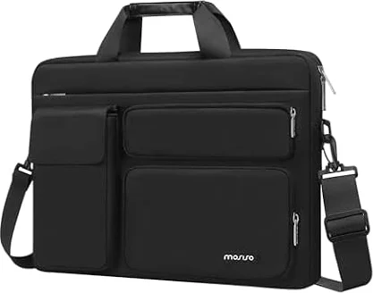 MOSISO 16 pollici Borsa Tracolla Laptop 15-15,6 pollici Custodia PC | Compatibile con MacBook Air 15/Pro 16/15,Dell, Borsa Tracolla con Apertura Laterale&4 Tasche Cerniera, Nero