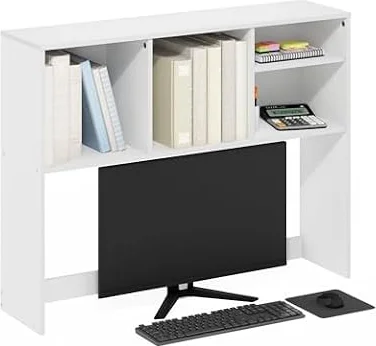 Furinno CLASSIC Mensola da Scrivania, Alzata da Scrivania a 4 Ripiani, Mensola Libreria, Organizer da Scrivania, per Forniture per Ufficio, Accessori da Scrivania per Ufficio, Bianco