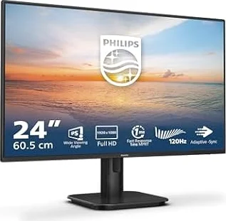 PHILIPS Monitor 24E1N1190A 24 pollici 1920x1080, FHD, 120Hz, IPS Panel, 4ms GtG, Speakers, (HDMI1x 1.4) Nero