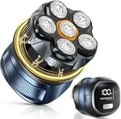 Rasoi elettrici rotanti per uomini calvi con testa magnetica 6D, senza fili, IPX7, impermeabili, ricaricabili tramite USB, 180 minuti, display a LED, per casa, ufficio, viaggi