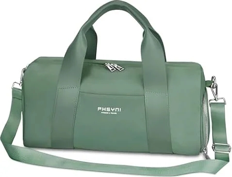 Borsone Palestra Donna & Bambini,Borsa Sportivo con Porta Scarpe e Tasca Umida da Viaggio, Sport, Fitness, Piscina(Verde,40x19x20 cm,15L)