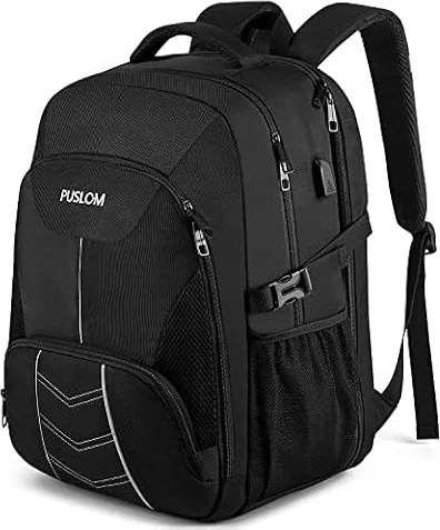 Zaino Uomo Grande 55L 18.4 Pollici con Caricatore USB Lavoro Impermeabile Laptop Computer PC Portatili per Viaggio Ufficio Scuola,Nero