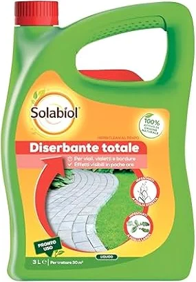 Solabiol Herbiclean PFnPO – Diserbante Biologico ad Azione Disseccante, Alternativa al glifosate, con origine naturale, Ideale per Vialetti, Bordure e Pavimentazioni – 3L