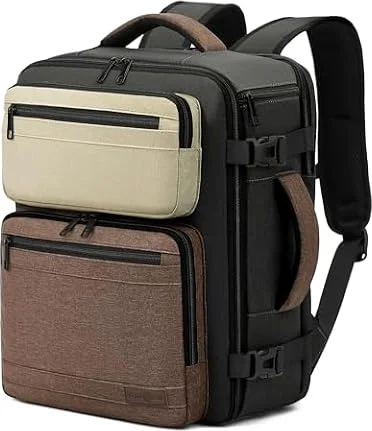 VANKEV Ryanair easyJet Eurowings Wizz Air Zaino da Viaggio Aereo 40x30x20 | 24L, Bagaglio a Mano Cabina Per Viaggio Lavoro Scuola, Zaino per Laptop 15,6 Pollici, Zaino Casual, oliva verde scuro/marrone