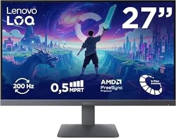 Lenovo LOQ 27-10 | Monitor da gioco Full HD da 27" | 1920 x 1080 | 16:9 | 200 Hz | tempo di risposta 0,5 ms | HDMI 2.1 | DisplayPort | pannello a 3 lati | AMD FreeSync Premium | Luna Grigio