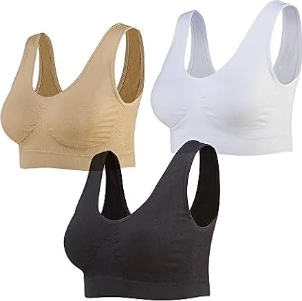 Lemef Reggiseno Sport Privo di Cuciture a Fili Liberi Reggiseno Yoga con Imbottiture Estraibili per Donne Set di 3