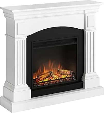 TAGU Magna Camino elettrico con PowerFlame, riscaldamento e termostato, timer 7 giorni, effetto fiamma LED, telecomando (Bianco puro)
