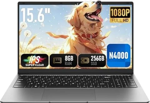 Vowmoon PC Portatile 15,6 Pollici,FHD 1920×1080,Computer Portatile Processore Celeron N4000, Notebook 8GB RAM 256GB SSD, Win 11, Apertura Schermo 180°, WiFi 5, Bluetooth 4.2, Porte USB 3.0,Mini HDMI