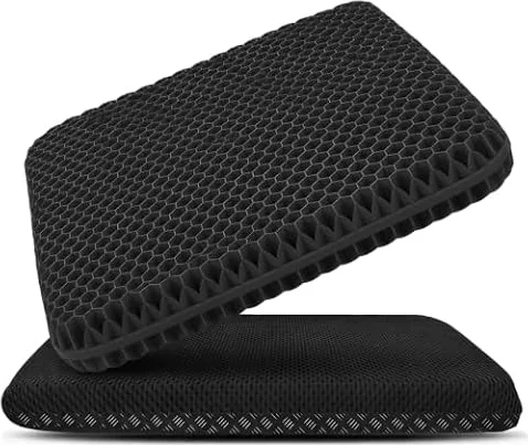 OFHZIP Cuscino per Sedia da Ufficio,Cuscino in Gel,Design a nido d'ape | Antiscivolo,Traspirante e con Fodera Rimovibile,Adatto per Sedie da Ufficio,Sedili Auto e Sedie da Casa (Nero, 42cm*39cm*4cm)