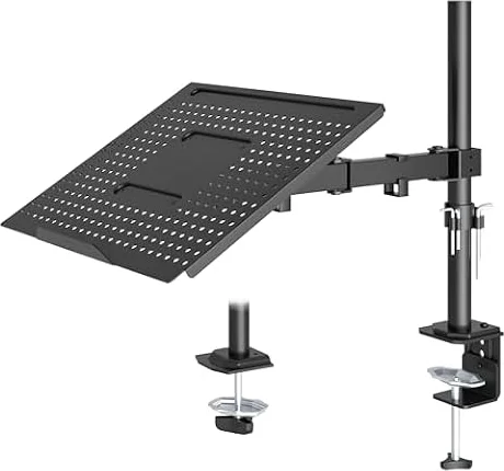 REDBAT Supporto Monitor e Laptop da Tavolo Doppio per Monitor da 13-32 Pollici e fino a 16 Pollici - Braccio con Vassoio per Laptop, Capacità Fino a 8kg per Braccio, VESA 75/100mm