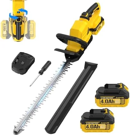 Tagliasiepi a Batteria 53cm con 2 Batterie 4.0Ah, 21V Tagliasiepi Elettrico | Diametro Di Taglio 16mm, Maniglia Ruotabile 180°, Taglia Siepe Giardino per Siepi, Arbusti, Potatura