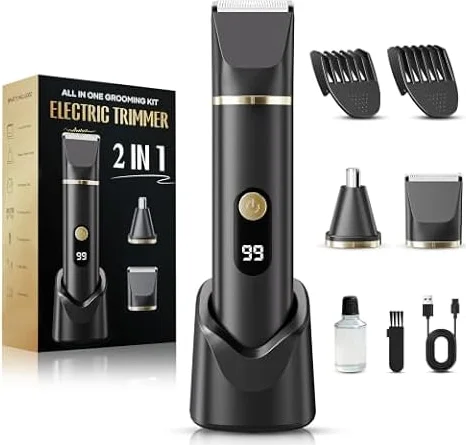 tiovara Regolabarba da uomo, IPX7, rasoio elettrico impermeabile, kit per la cura dei baffi senza fili, per barba, capelli, naso, orecchie e corpo, regalo per uomini, marito, papà