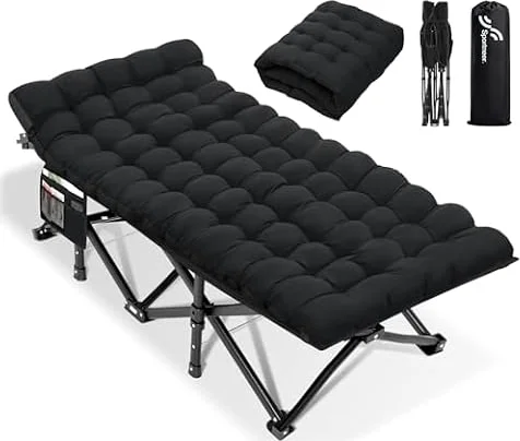 Sportneer Letto pieghevole XXL con materasso, 71/81 cm, letto per gli | Lettino da campeggio per 1 persona, pieghevole, con custodia, letto da viaggio per adulti, per esterni, interni, giardino