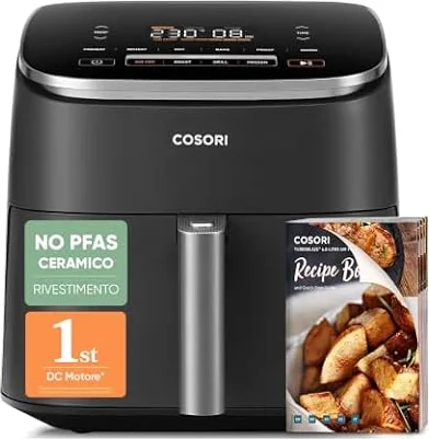 Cosori Friggitrice ad Aria Turbo Blaze 6 Litri, DC Motore, 9 Funzioni 1725W | Rivestimento Ceramico No PFAS, 30-230℃, 5 Velocità della Ventola Automatica, Usa Fino al 95% di Olio in Meno, 110 Ricette