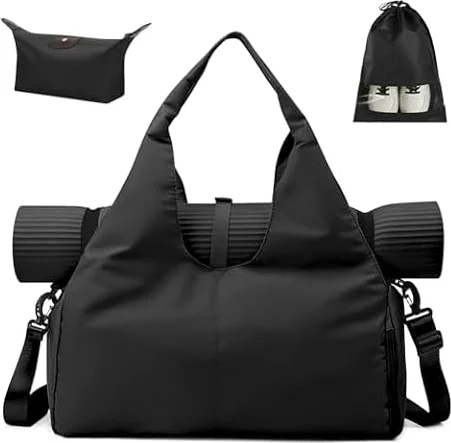 Aucuu Borsone Palestra, Borsone da Viaggio, Borsa da Palestra per Yoga Pilates,Borsone Palestra Sportiva Impermeabile,con Scomparto Scarpe,Grande Capacità Borsa per Sport/Viaggi,Tappetino non incluso