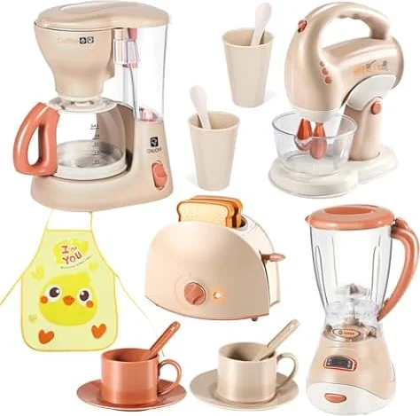 Set elettrodomestico da cucina bimbi con accessori e macchina del caffe, cucina giocattolo per bambini giochi educativi, regalo perfetto per bambina e bambino 2 3 4 5 6 anni