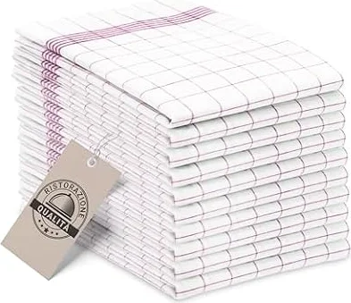 ZOLLNER 10 Strofinacci - canovacci in cotone 50x70 cm - burrazzi da cucina assorbenti e resistenti - a quadretti bianchi e rossi - lavabili a 95°C - qualità gastronomica - certificato OEKO-TEX (R)