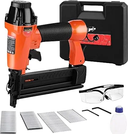 ValueMax Chiodatrice Graffettatrice Pneumatica 2 in 1, 8,3 bar | Incl. 400 Graffette e Chiodi, con Punta di Sicurezza, Chiodi fino a 50 mm, Graffette fino a 40 mm, per Officina e Casa