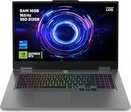 Lenovo LOQ Gaming AI Laptop | 17,3" Full HD 165Hz | NVIDIA GeForce RTX 5070 | Intel Core i7-14700HX | 16 GB RAM | 512 GB SSD | Win11 | QWERTZ | Tastiera RGB a 24 zone, grigio, 3 mesi G ame pass