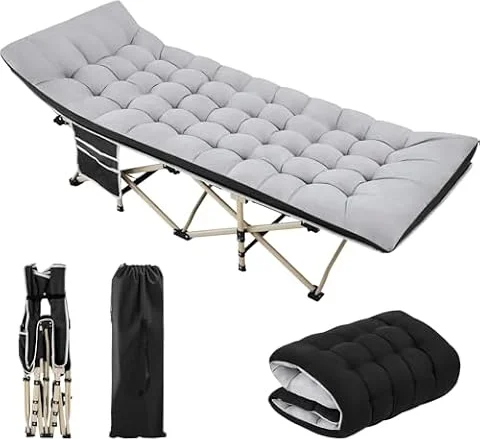 Yaheetech Brandina Lettino da Campeggio con Cuscino Pieghevole Portatile Letto da Tenda Leggero con Borsa da Trasporto per Dormire Singolo da Giardino Spiaggia Caricabile Fino a 150 kg