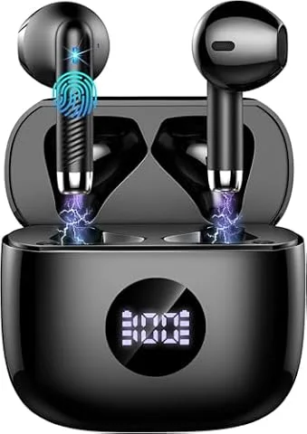 2026 Cuffie Bluetooth Auricolari Bluetooth 5.4, HiFi Stereo Cuffie Wireless | 60 Ore di Autonomia, Controllo App, 4 Microfoni ENC per Chiamate Nitide, LED Display, Compatibili con iOS e Android, IPX7