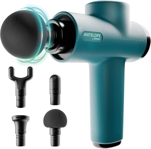Beurer Antelope BOOM Pistola per Massaggio Muscolare compatta con 4 accessori, Massaggiatore Muscolare per relax e rigenerazione dei muscoli e il massaggio dei trigger points, 5 livelli