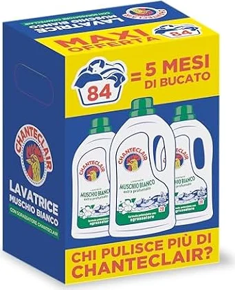 Chanteclair - Detersivo Lavatrice Muschio Bianco 3x1260ml | formula concentrata, con vero sgrassatore, profumo muschio bianco, efficace a freddo, azione smacchiante