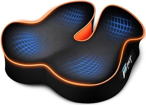 POOTACK Cuscino Sedia Ufficio – Memory Foam a Forma di U per Supporto | Premium per Scrivania/Gaming/auto e Ufficio,Migliora il Comfort e il Sostegno con Rivestimento Traspirante e base Antiscivolo