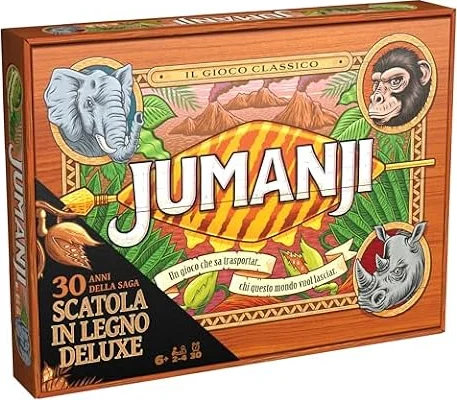 Spin Master Games Jumanji, Gioco da Tavolo Versione in Legno, 6+ Anni | Enigmi e Sfide, Gettoni Vita, Gioco Cooperativo, Da 2 a 4 Giocatori, Dagli 8 Anni, Confezione In Vero Legno