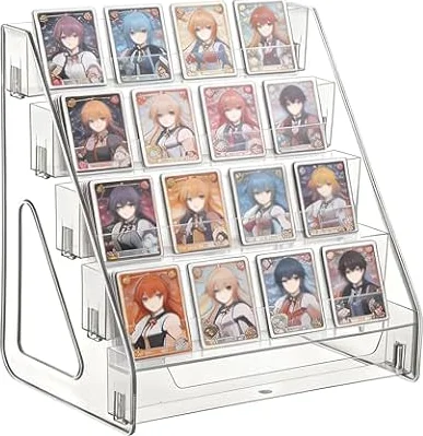 WEXFFU Espositore per Carte Collezionabili, 5 Ripiani Espositore | Porta Carte Da Collezione Portatile, Organizer Per Carte Sportive, Organizzatore Per Carte Da Collezione
