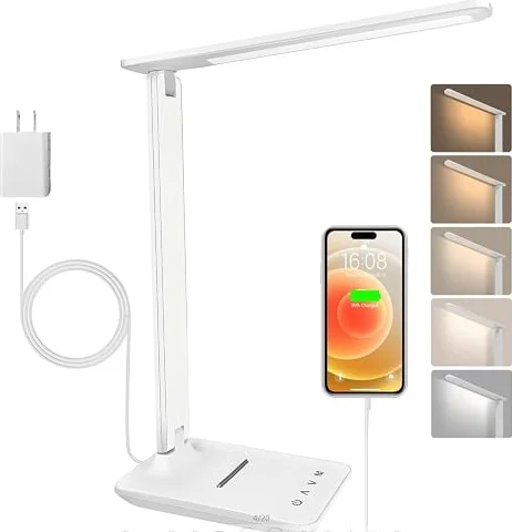 lampada da scrivania,lampada da lettura,dimmerabile lampada da tavolocon porta USB, 3 modalità di illuminazione, lampada da comodino pieghevole per lettura,unghie,lavoro,studiare,ufficio,dormitorio