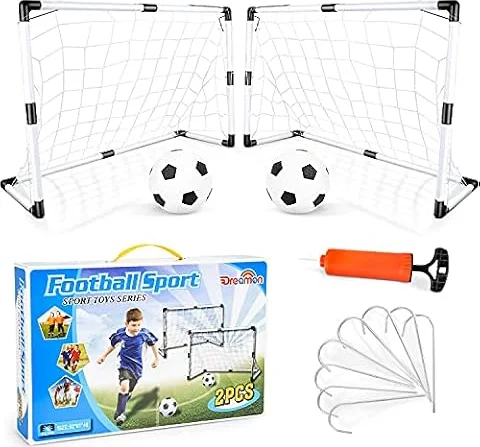 Dreamon Set di 2 Porte da Calcio per Bambini con Palla e Pompa, Porta da Calcio da Giardino Giocattolo Sportivo per Esterni Indoor Regalo di Natale per Bambini, Giochi Bambina 3 5 6 7 anni