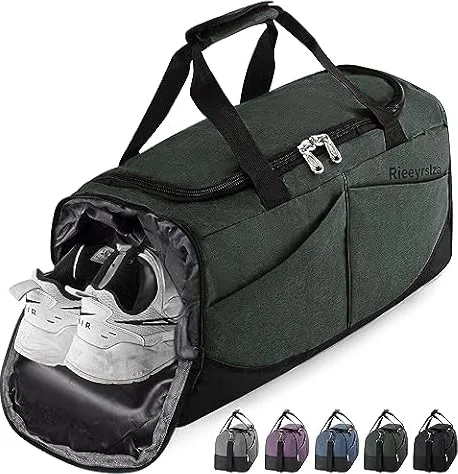 Rieeyrslza Borsone Palestra 40L Borsa Sportiva con Scomparto Scarpe Borsone da Viaggio Per Donna e Uomo Bagaglio Mano Weekend Multiuso Sport Borse da Palestra per Viaggi Nuoto(Verde Militare o2)
