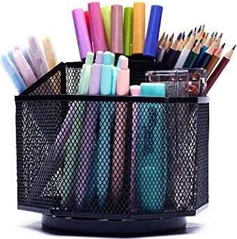 Exerz organizer da scrivania 360 girevole portapenne 5 scomparti | liscio Spinning base con Open rete sezioni facile Access per penne pennelli Scissors quotidiano Desk attrezzi