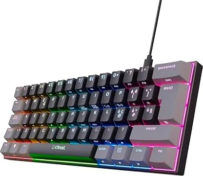 GXTrust Acira Tastiera Meccanica 60% Mini Layout Italiano QWERTY, Nero | Tasti a Doppia Funzione, Retroilluminata RGB, Tastiera Gaming USB Programmabile, PC Laptop Portatile